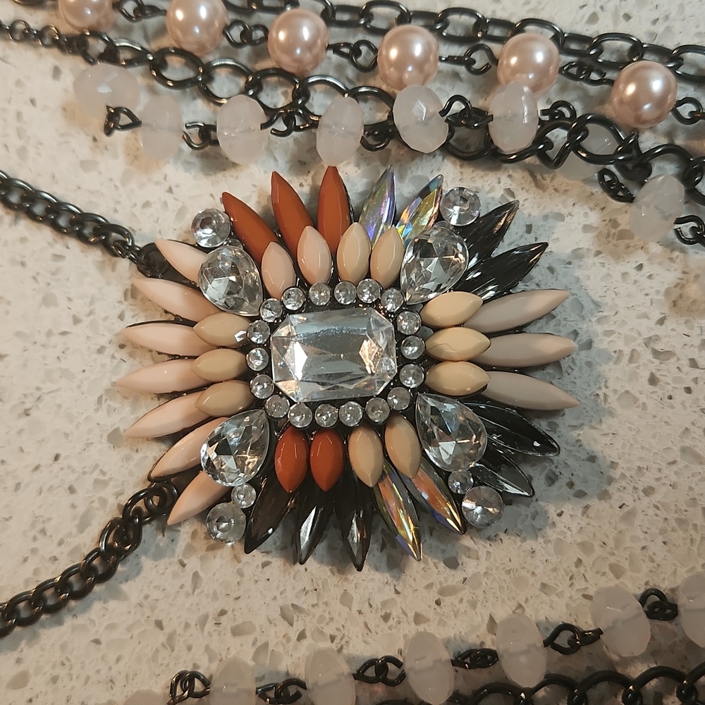 Maurices 5 Tier Beaded Fashion Statement Necklace